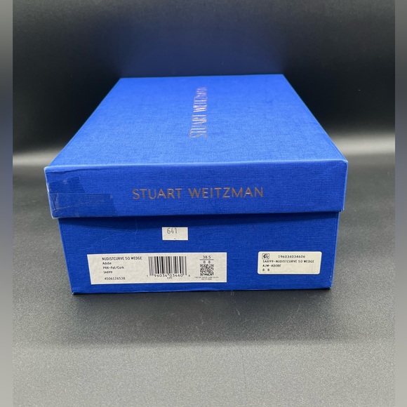 STUART WEITZMAN Nudistcurve 50 Nude Patent Leather Wedge Sandals Shoes US 8 $395 - Picture 8 of 11